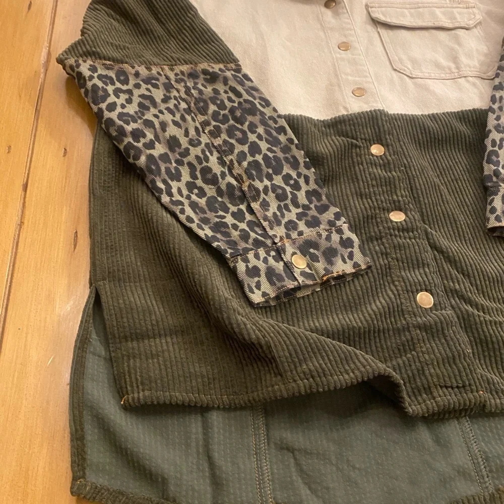 Umgee Women’s Oversized Shacket Denim Corduroy Cotton Top New Size S-M